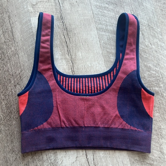 Striped Navy and Red Women's Sports Bra - Picture 4 of 5